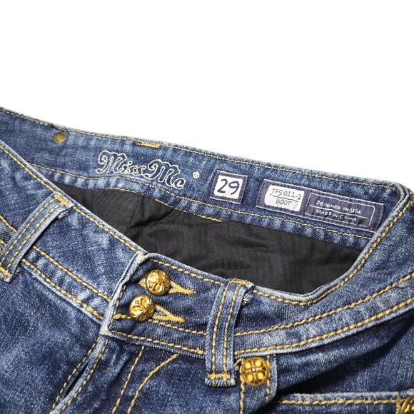 Y2k Miss Me Boot Cut Gold Rhinestone Angel Wing Jeans SZ 29 JP5011 Bling McBling - Picture 5 of 11